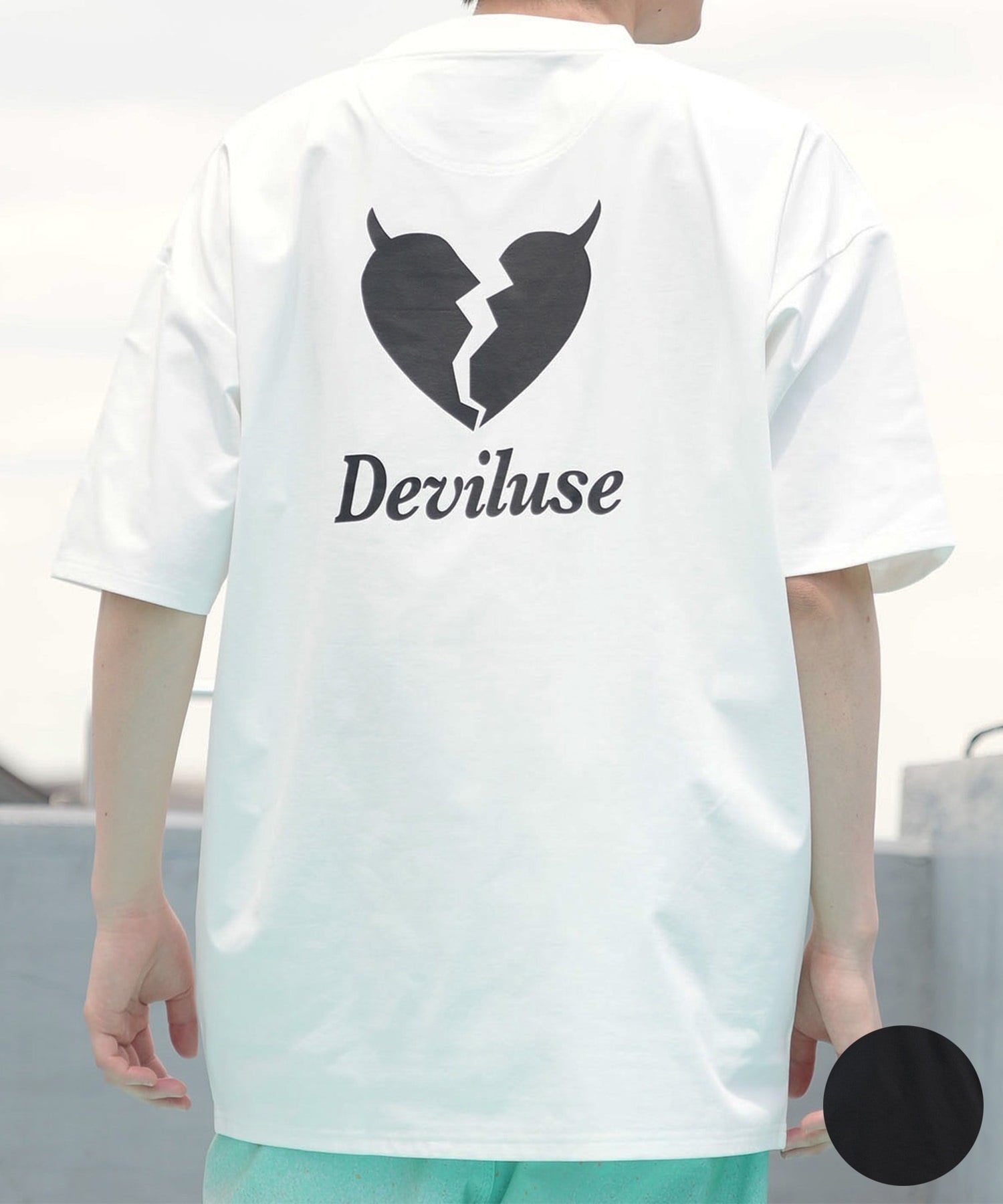 DEVILUSE デビルユース メンズ ラッシュガード 半袖 Tシャツ オーバーサイズ 水陸両用 ムラサキスポーツ限定 243OO1ST303DU(WHT-M)