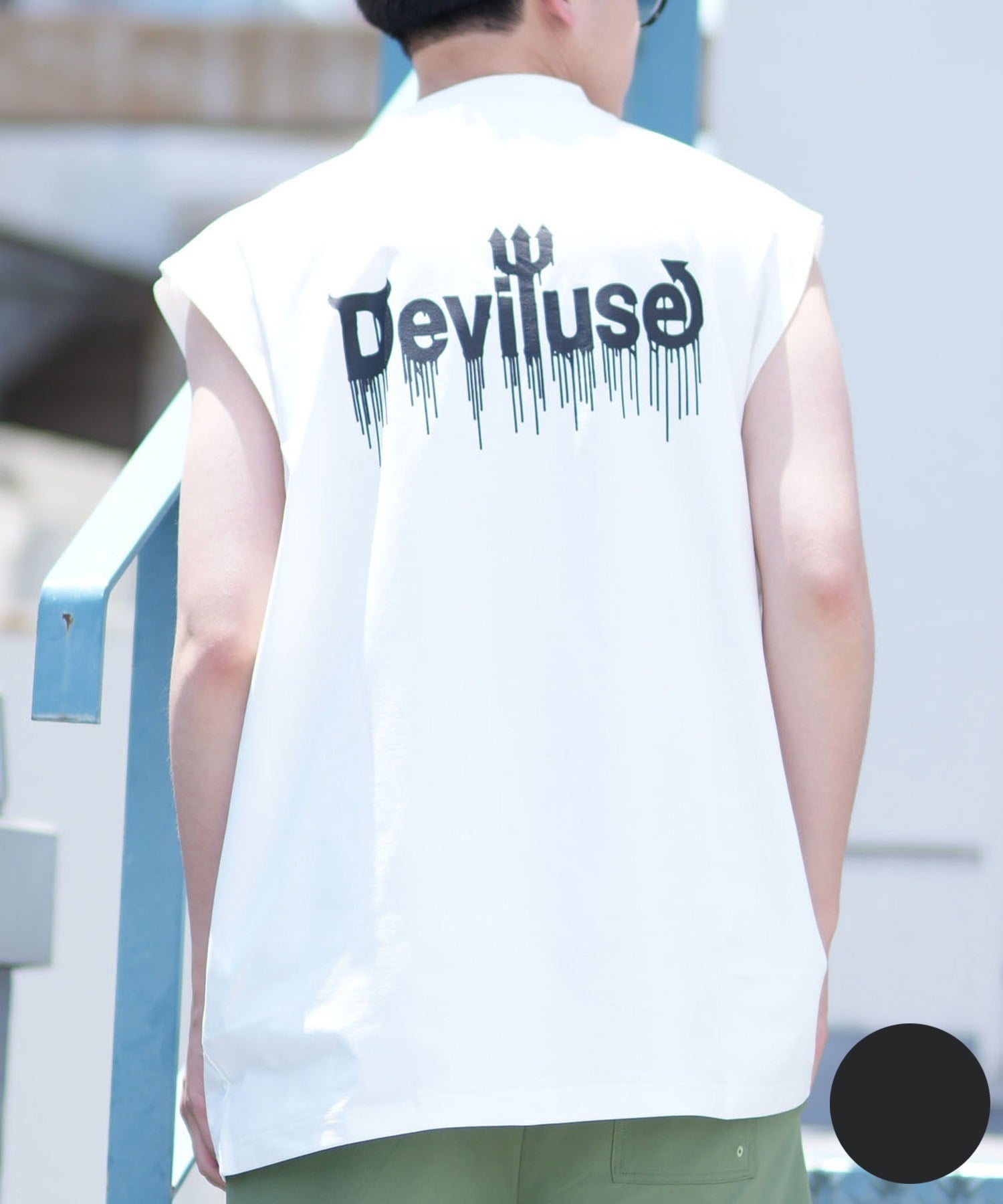 DEVILUSE デビルユース メンズ ラッシュガード ノースリーブ タンクトップ 水陸両用 ムラサキスポーツ限定 243OO1ST305DU(WHT-M)