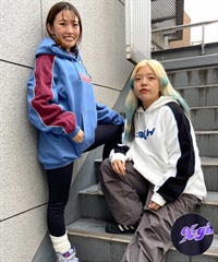X-GIRL/エックスガール  CONTRAST COLOR SWEAT HOODIE レディース プルオーバー パーカー 105233012022(WHITE-M)