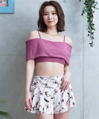 LAETITIA レリッタ 水着 レディース  オフショルダー 花柄 ショートパンツ 3点セット 441401(PK-9)