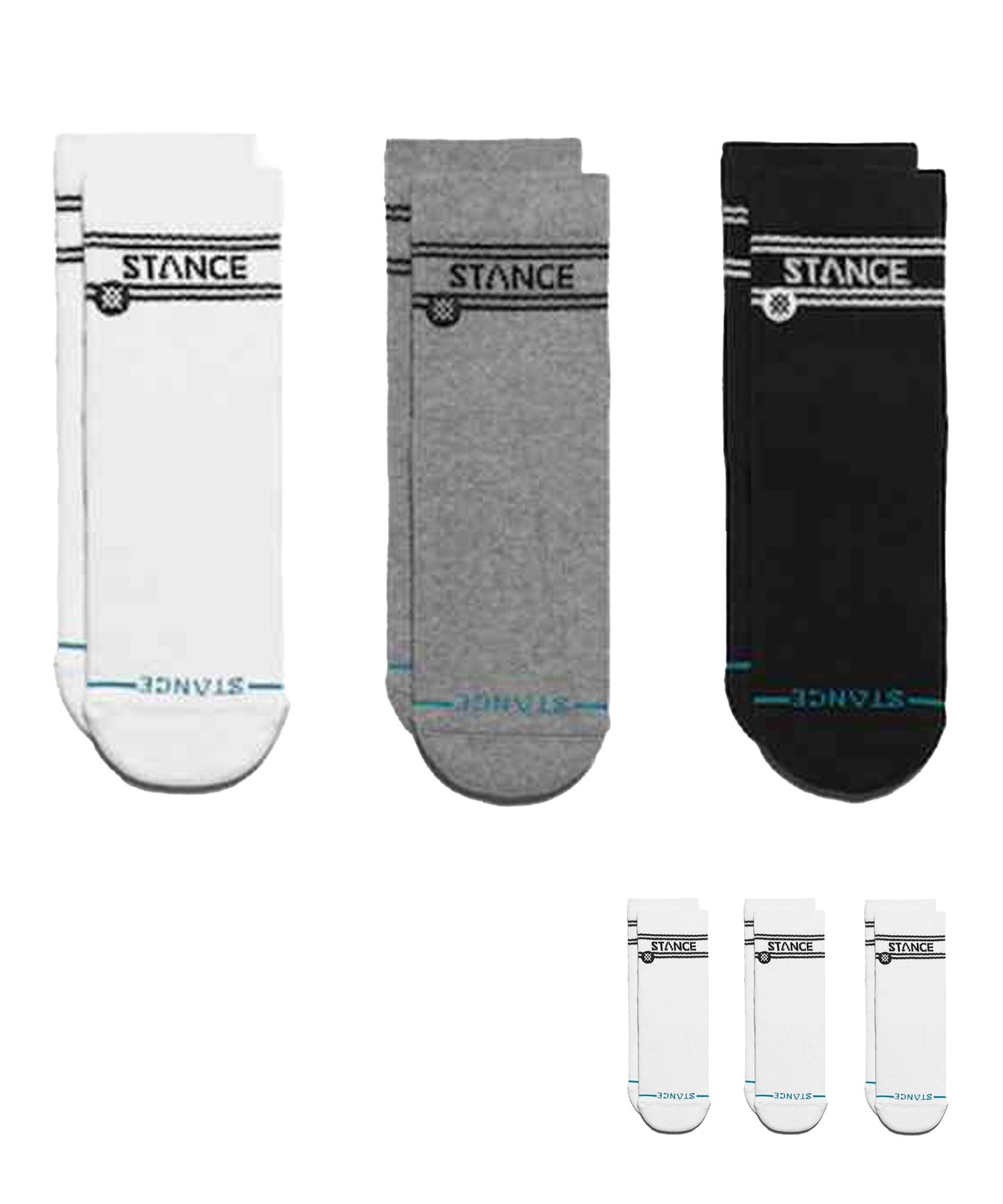 STANCE スタンス ソックス 靴下 3足セット BASIC QUARTER 3 PACK A356A24BAS(WHITE-L)