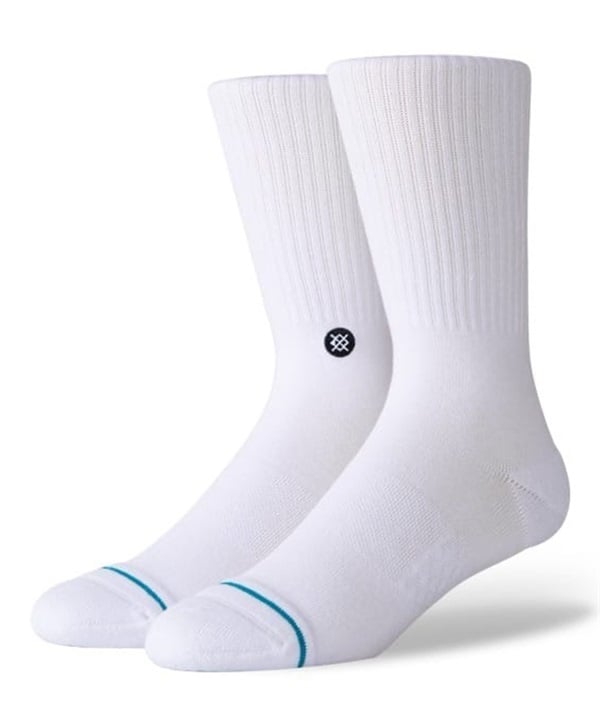 STANCE スタンス ソックス 靴下 ロゴ クルー丈 無地 ICON 3 PACK M556D18ICP#WHT(WHT-L)