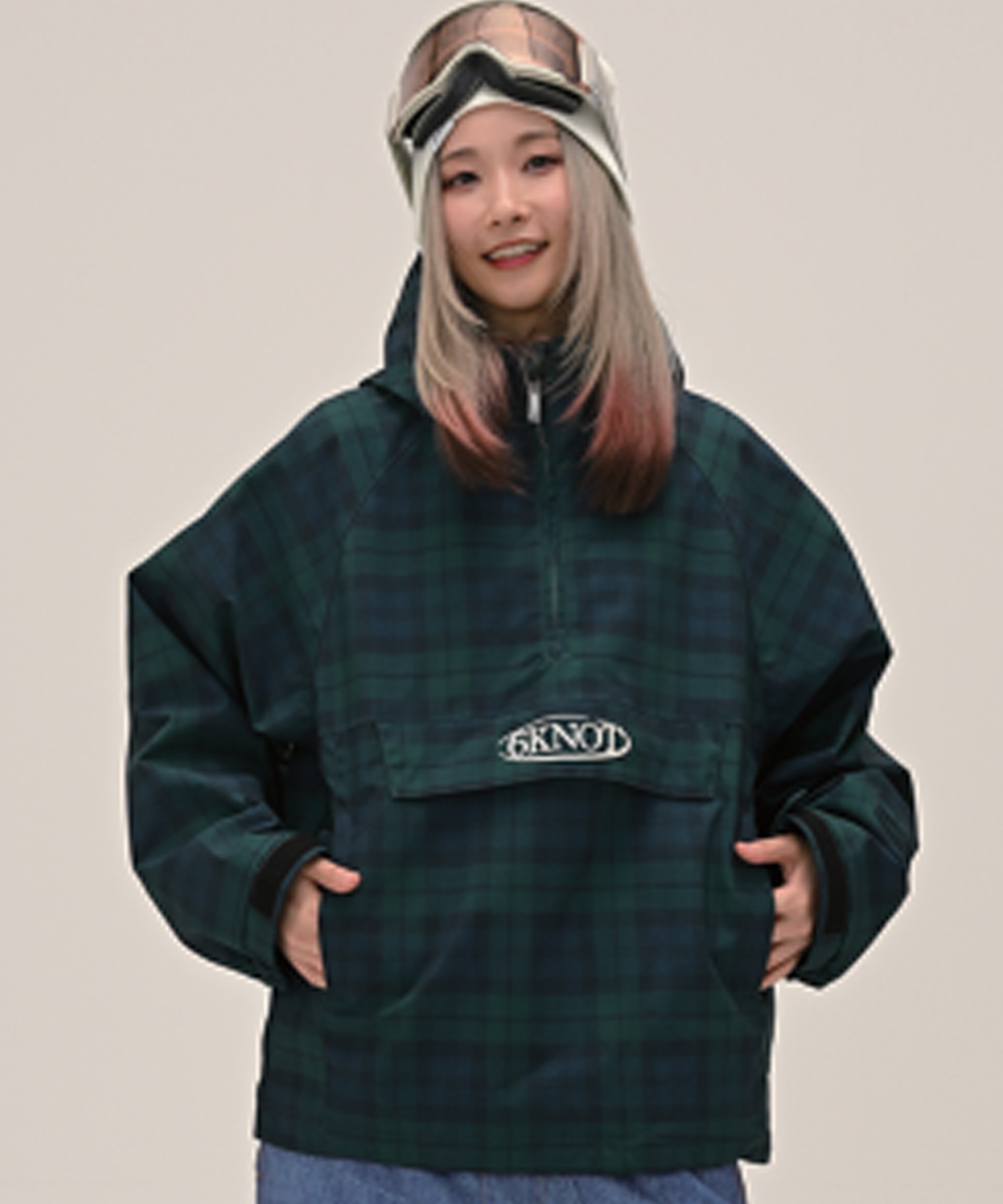 6KNOT シックスノット CHECK スノーボード ウェア ジャケット レディース ムラサキスポーツ 25-26モデル LL C28【2526】(GRNTA-S)