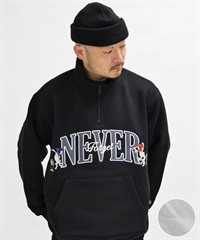 FORGET NEVER フォーゲットネバー ハーフジップトレーナー ビックシルエット 244OO1TR090FN	ムラサキスポーツ限定(BLK-M)