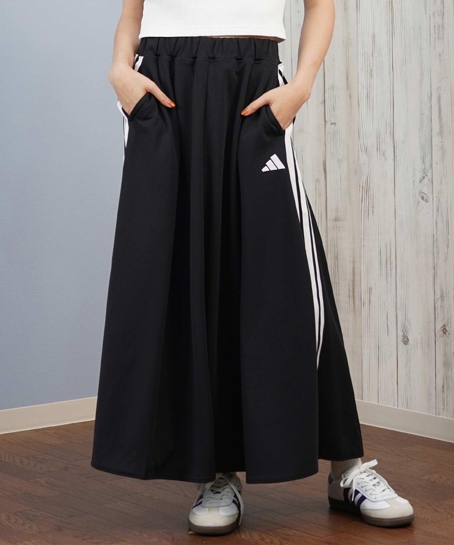 adidas アディダス スカート レディース フレアスカート 3ストライプス SH903(BK/WT-S)