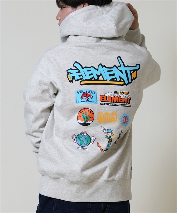 ELEMENT エレメント ジップアップ パーカー メンズ 撥水 防風 バックプリント スケートボード BF022-026
