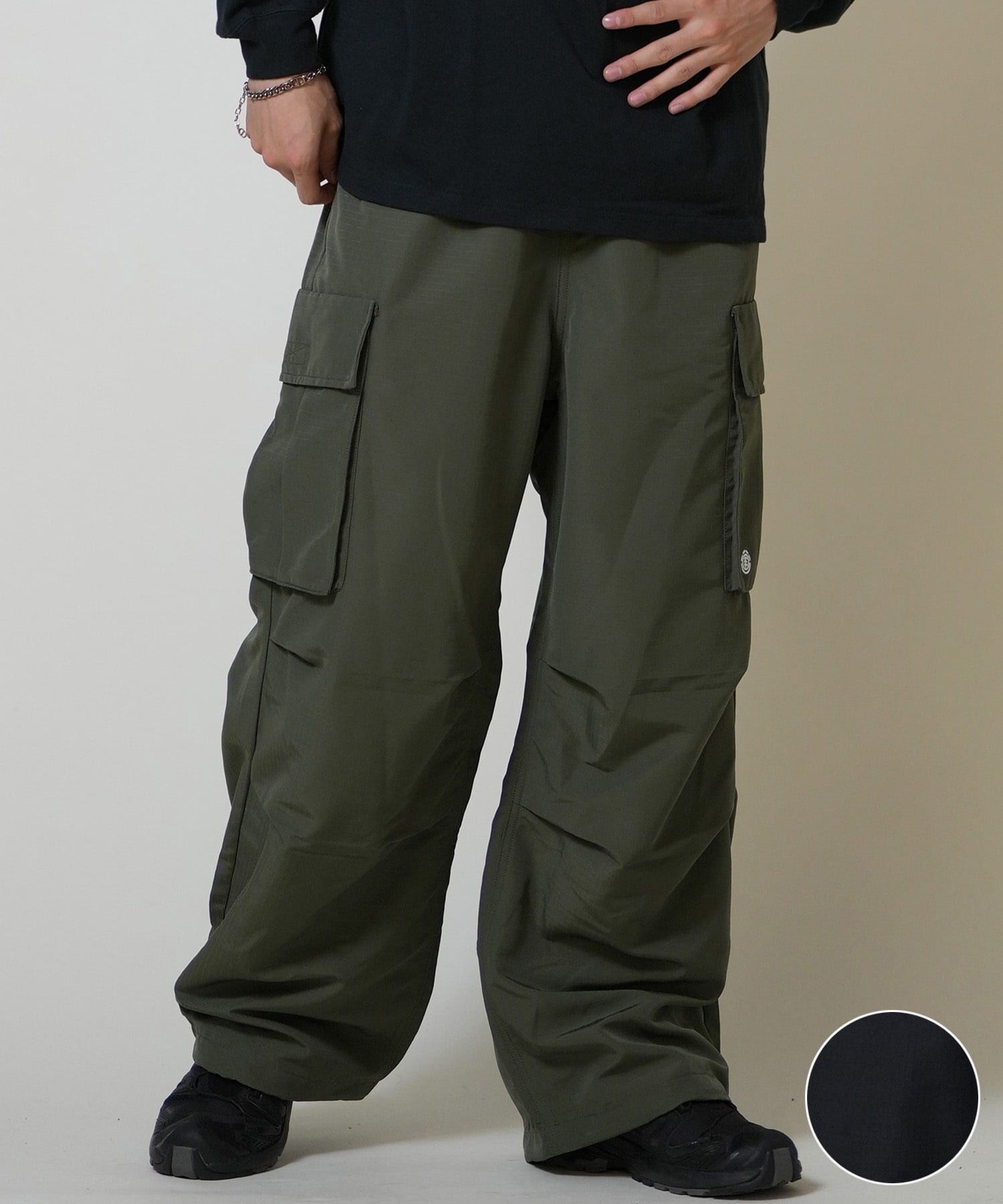 ELEMENT エレメント ロングパンツ メンズ ワイド カーゴパンツ SHOD PANTS CA05 BF022-709(FBK-M)