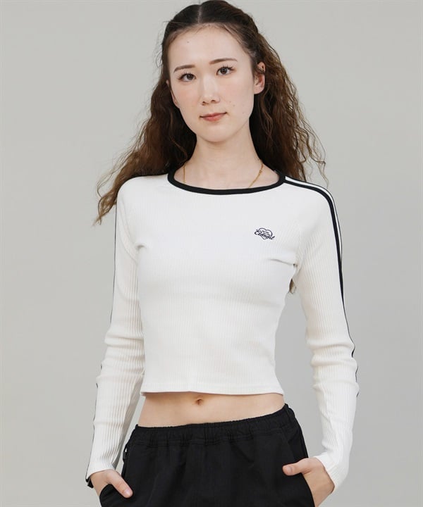 ELEMENT エレメント 長袖 Tシャツ ロンT レディース クロップド丈 ショート丈 RIB LINE LS BF024-066