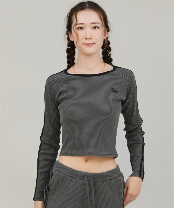 ELEMENT エレメント 長袖 Tシャツ ロンT レディース クロップド丈 ショート丈 RIB LINE LS BF024-066