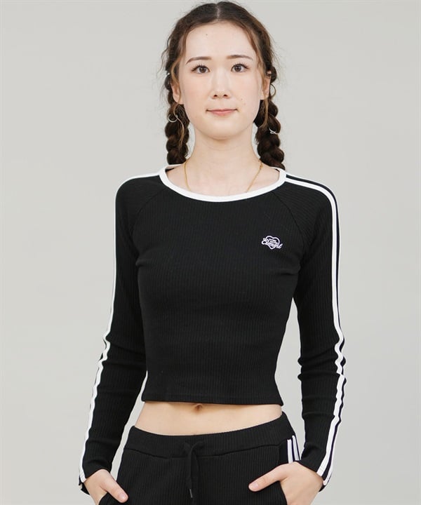 ELEMENT エレメント 長袖 Tシャツ ロンT レディース クロップド丈 ショート丈 RIB LINE LS BF024-066