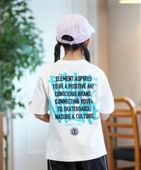 ELEMENT エレメント Tシャツ キッズ 半袖 バックプリント LAYER TAGGING SS YOUTH BF025-232(WHT-130cm)