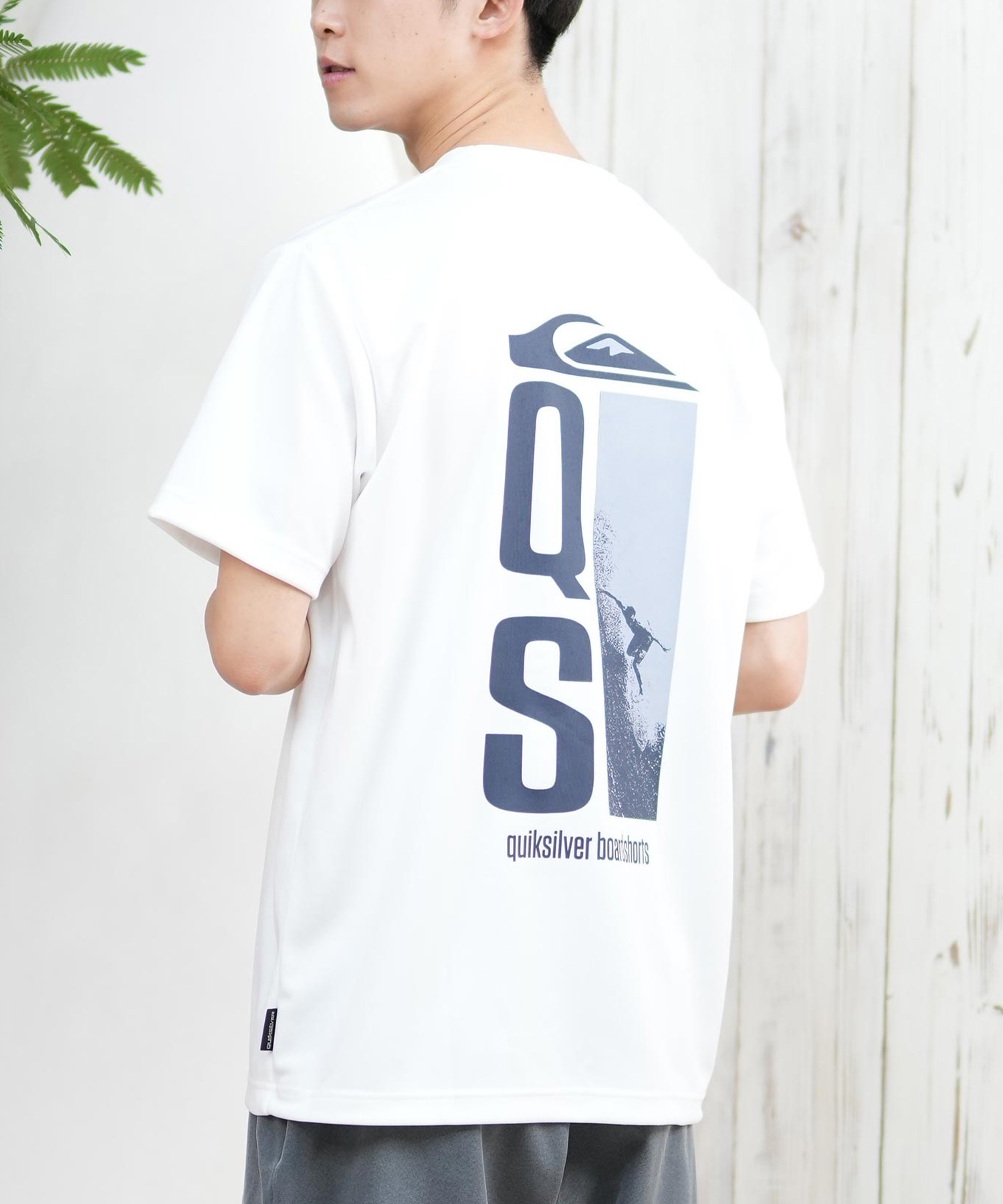 QUIKSILVER クイックシルバー ラッシュガード メンズ 半袖 Tシャツ バックプリント 水陸両用 UVカット QLY251623M ムラサキスポーツ限定(WHT-M)