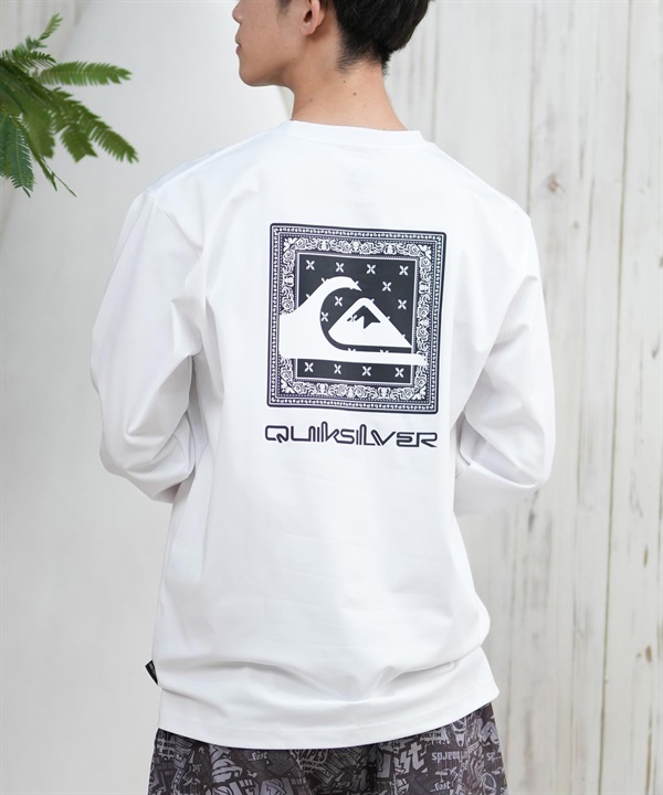 QUIKSILVER クイックシルバー ラッシュガード メンズ 長袖 Tシャツ ロンT バックプリント 水陸両用 UVカット QLY251628M ムラサキスポーツ限定(WHT1-M)
