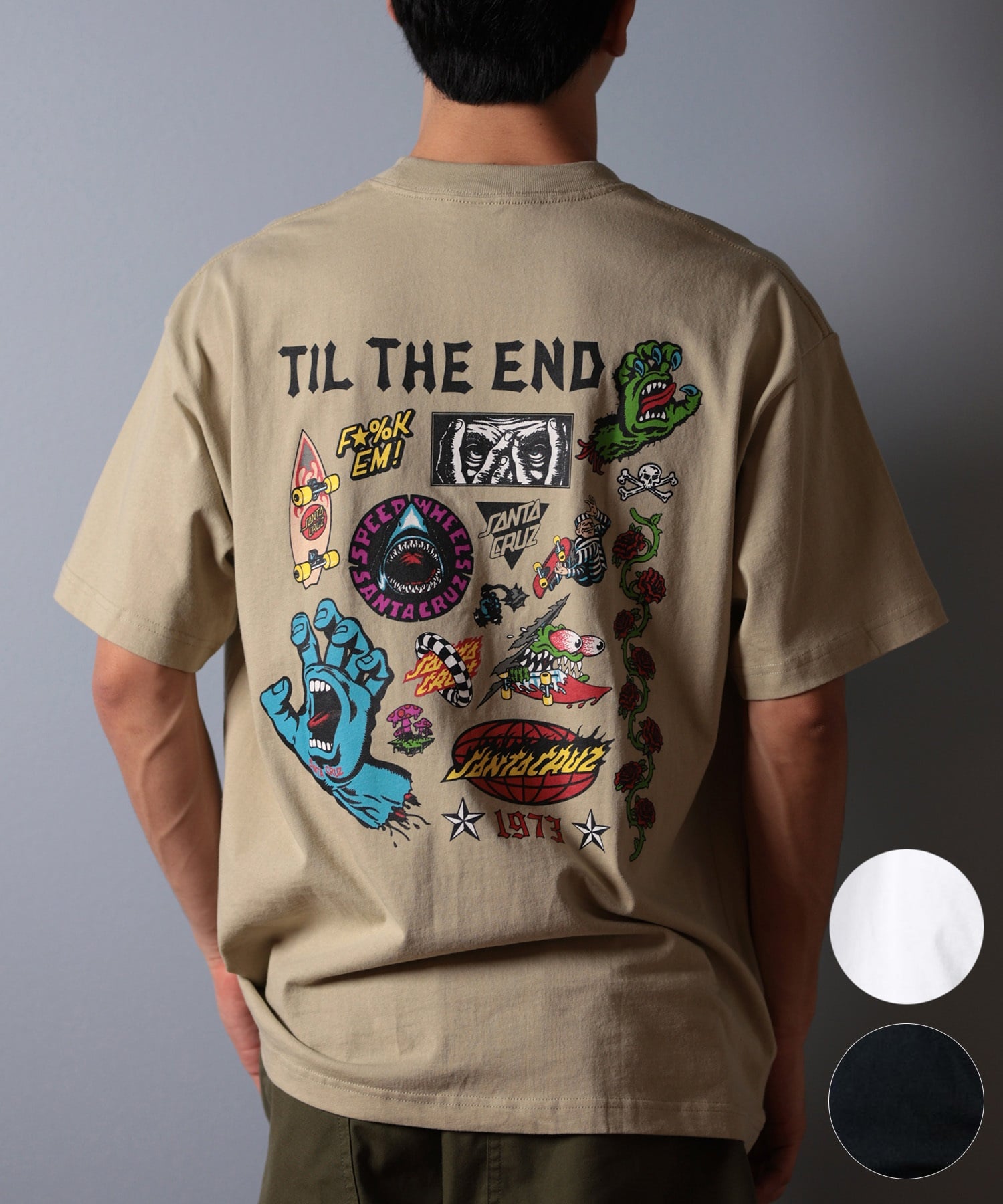 SANTACRUZ サンタクルーズ 半袖 Tシャツ メンズ バックプリント ロゴ スクリーミングハンド 502252402 ムラサキスポーツ限定(WHITE-M)