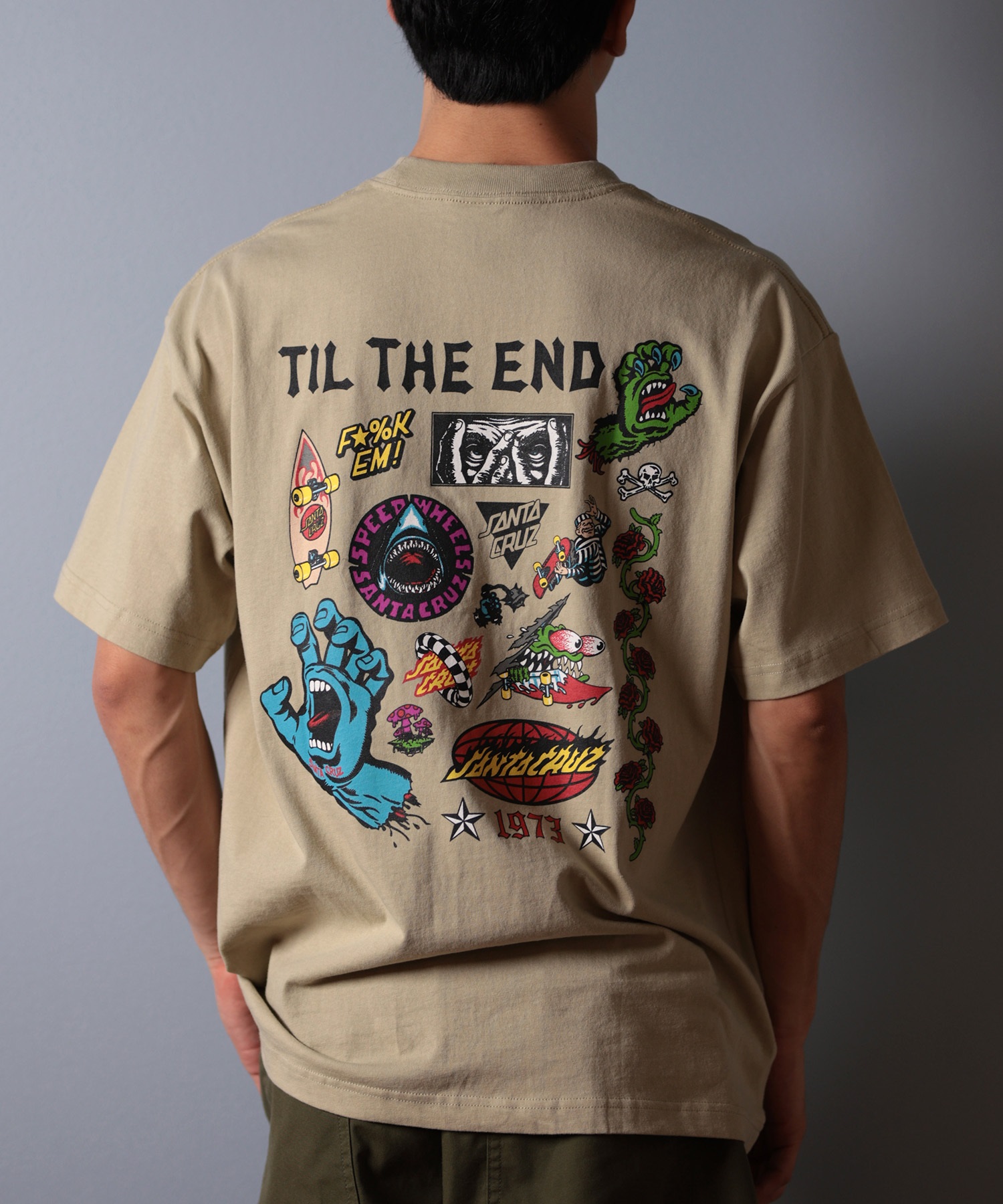 SANTACRUZ サンタクルーズ 半袖 Tシャツ メンズ バックプリント ロゴ スクリーミングハンド 502252402 ムラサキスポーツ限定(GRIGE-M)