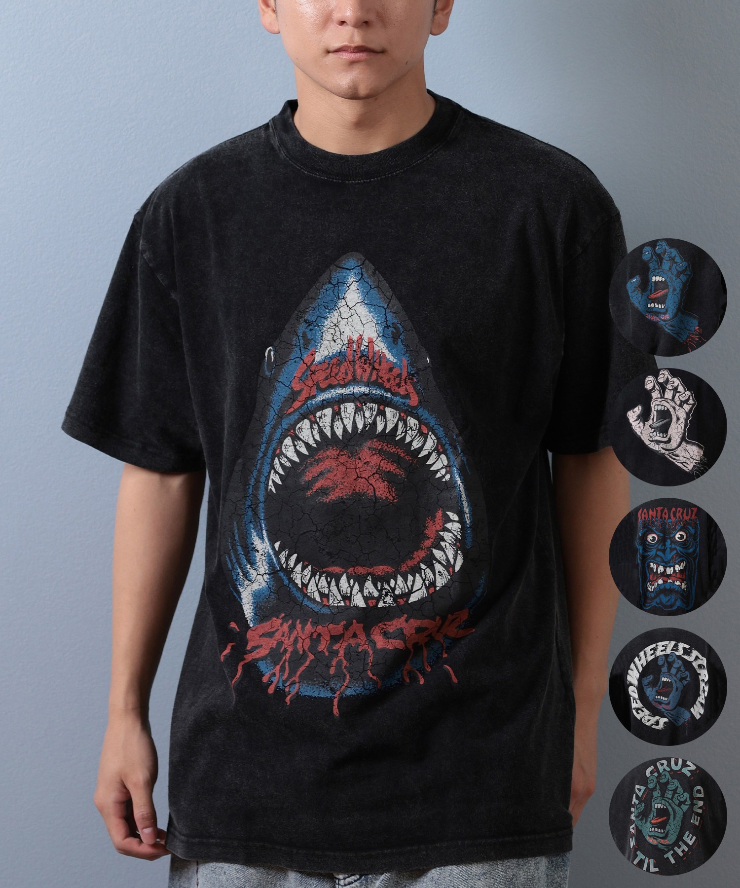 SANTACRUZ サンタクルーズ 半袖 Tシャツ メンズ フロントプリント バックプリント 502253411 ムラサキスポーツ限定(BLHND-M)