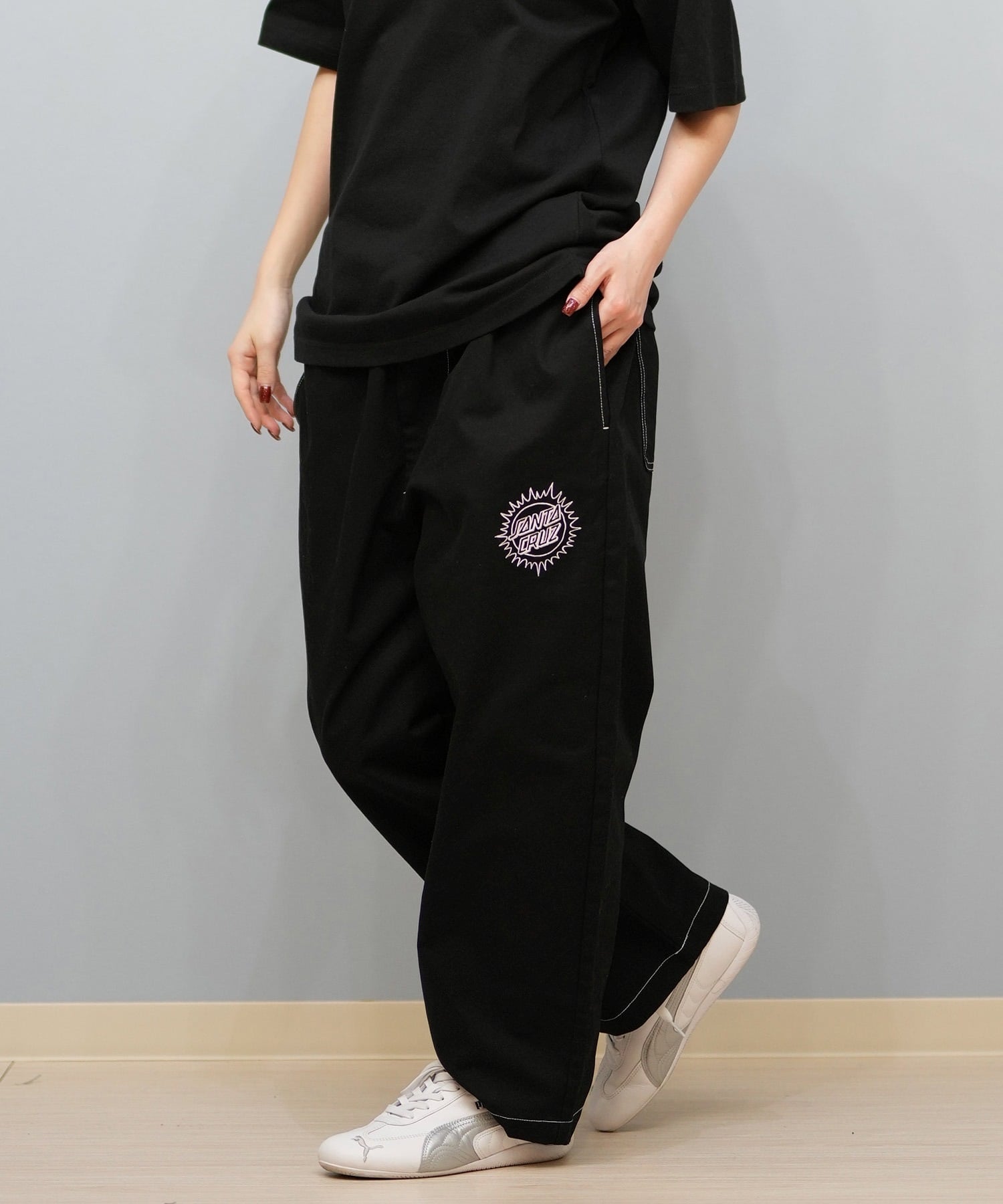 SANTACRUZ サンタクルーズ ロングパンツ レディース デニム イージーパンツ 502251531 ムラサキスポーツ限定(BKWHS-M)