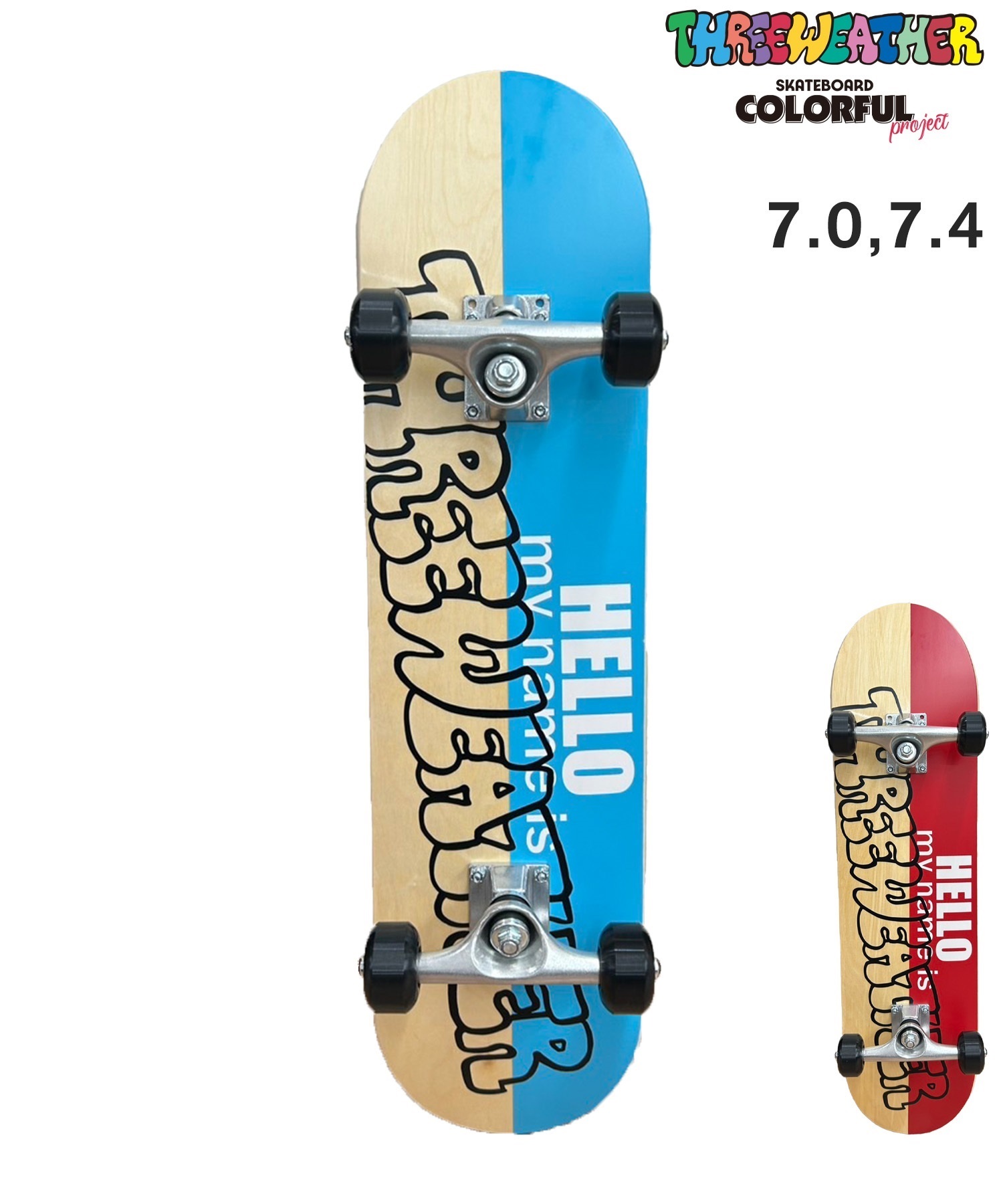 THREE WEATHER スリーウェザー スケートボード コンプリート 7.0,7.4inch I COMP PLUS ムラサキスポーツ(NA/BL-7inch)