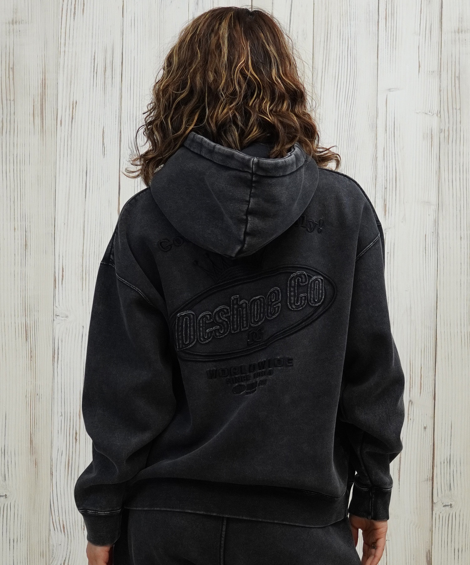 DC ディーシー プルオーバー パーカー レディース クロップド丈 ショート丈 裏起毛 LPO254308(BKS-M)