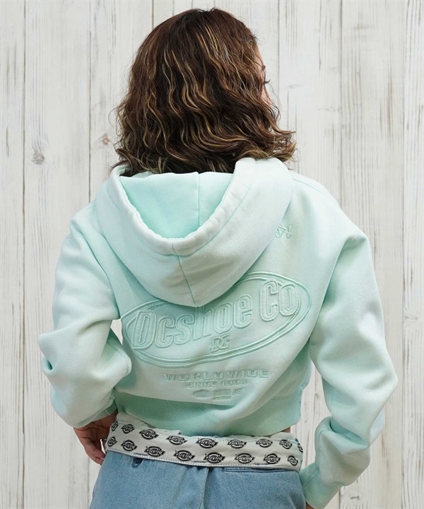 DC ディーシー ジップアップ パーカー レディース クロップド丈 ショート丈 セットアップ対応 裏起毛 LZP254307