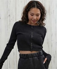 DC ディーシー 長袖 Tシャツ ロンT レディース クロップド丈 ショート丈 ジップアップ TELECO ZIP CARDIGAN LCD254310(BKS-M)