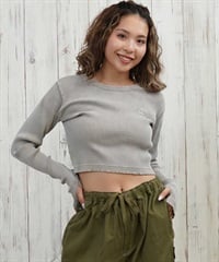 DC ディーシー 長袖 Tシャツ ロンT レディース クロップド丈 ショート丈 シンプル TELECO SHORT LS LLT254311(BES-M)