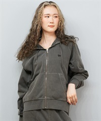 NEW ERA ニューエラ ジップアップ パーカー レディース 裏毛 スウェット フルジップフーディー ガーメントダイ チャコールグレー 14674664(CHA-S)
