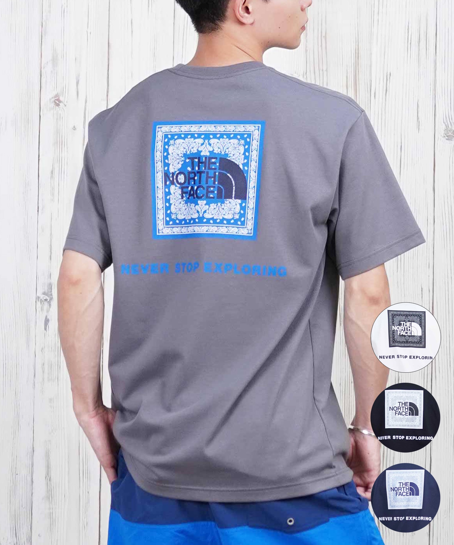 THE NORTH FACE ザ・ノース・フェイス 半袖 Tシャツ メンズ ショートスリーブバンダナスクエアロゴティー NT32446(W2-S)