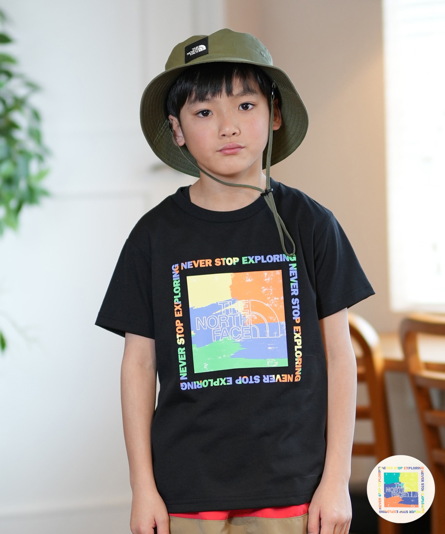 THE NORTH FACE ザ・ノース・フェイス Tシャツ キッズ 半袖 吸汗速乾 UVカット ショートスリーブゲットモテッドグラフィックティー NTJ32575(WD-130cm)