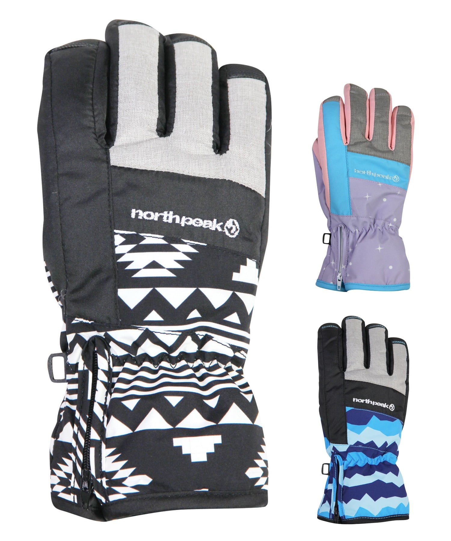 northpeak ノースピーク JUNIOR GLOVES ジュニア スノーボード グローブ キッズ ムラサキスポーツ 25-26モデル MX I11 【2526】(BK-130)