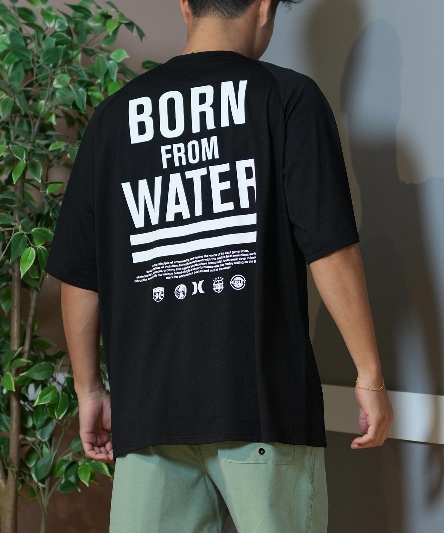 Hurley ハーレー ラッシュガード 半袖 メンズ Tシャツ バックプリント オーバーサイズ 水陸両用 UVカット MUSS251030(BLK-M)