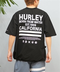 Hurley ハーレー ラッシュガード 半袖 メンズ Tシャツ バックプリント オーバーサイズ 水陸両用 UVカット MUSS251085(BLK-M)