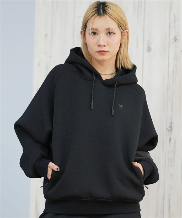 Hurley ハーレー プルオーバー パーカー レディース PHANTOMシリーズ セットアップ対応 ロゴ PHANTOM SWEAT BLOCK PARTY HOODIE WUFF252001(BLK-S)