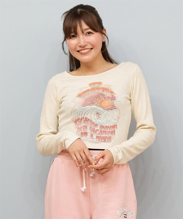 BILLABONG ビラボン 長袖 Tシャツ ロンT レディース ショート丈 ベビーフィット GRAPHIC BABY FIT LS TEE BF014-058