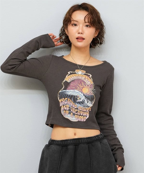 BILLABONG ビラボン 長袖 Tシャツ ロンT レディース ショート丈 ベビーフィット GRAPHIC BABY FIT LS TEE BF014-058