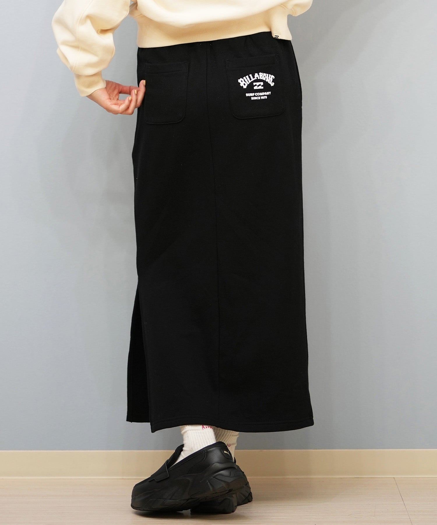 BILLABONG ビラボン スカート レディース ロングスカート スウェット  スリット BF014-U07 ムラサキスポーツ限定(BLK-M)