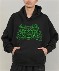 9月27日発売 PUMA プーマ × RIPNDIP リップンディップ コラボ メンズ ボクシー グラフィック フーディ プルオーバー パーカー 裏毛 632414(01-M)