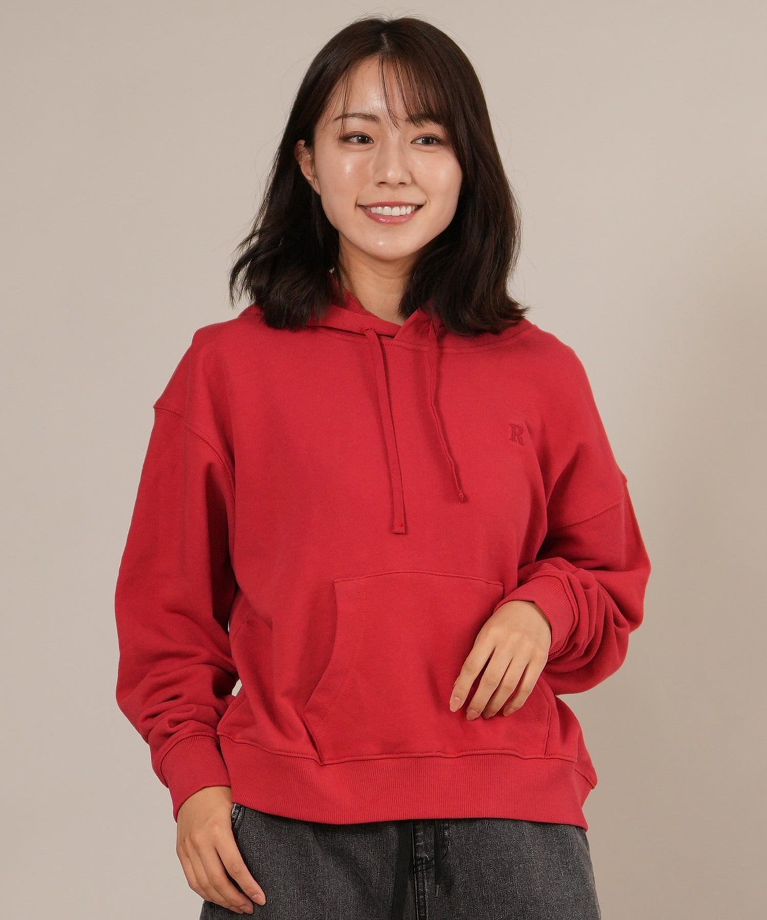 RIKKA FEMME リッカファム プルオーバー パーカー レディース スウェット フーディー ワンポイント 刺繍 裏毛 RF25FW17(RED-FREE)