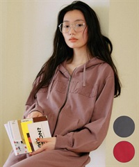 RIKKA FEMME リッカファム ジップアップ パーカー レディース スウェット フーディー ロゴ ワッペン 裏毛 セットアップ対応 RF25FW09(CGY-FREE)