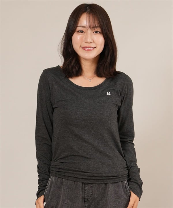RIKKA FEMME リッカファム 長袖 Tシャツ ロンT レディース ギャザー ワンポイント 薄手 RF25FW02