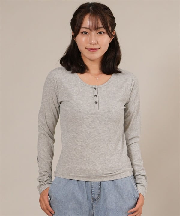 RIKKA FEMME リッカファム 長袖 Tシャツ ロンT レディース シンプル ヘンリーネックロンT RF25FW03