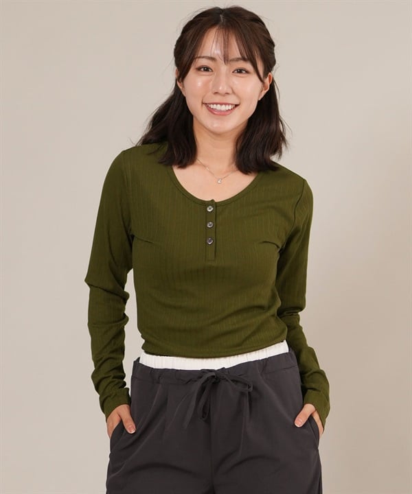 RIKKA FEMME リッカファム 長袖 Tシャツ ロンT レディース シンプル ヘンリーネックロンT RF25FW03