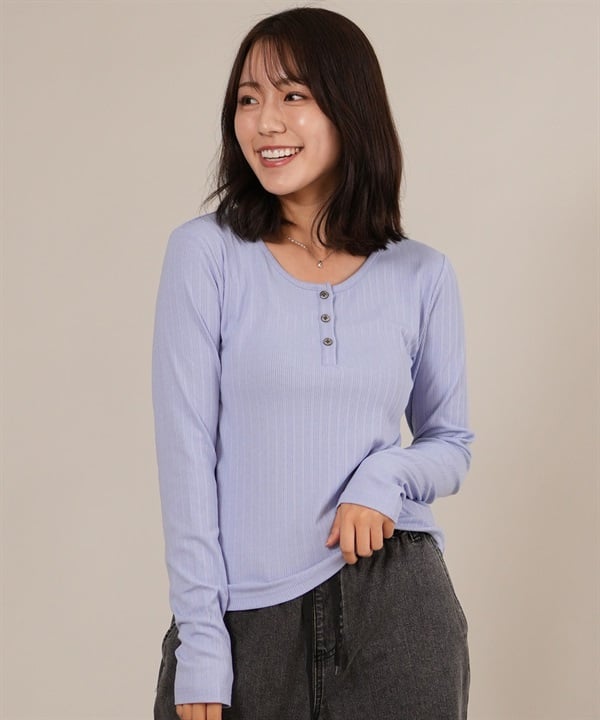 RIKKA FEMME リッカファム 長袖 Tシャツ ロンT レディース シンプル ヘンリーネックロンT RF25FW03
