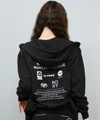 ROXY ロキシー ジップアップ パーカー レディース バックプリント ロゴ HISTORICAL LOGO ZIP HOODIE RZP254027(BLK-M)