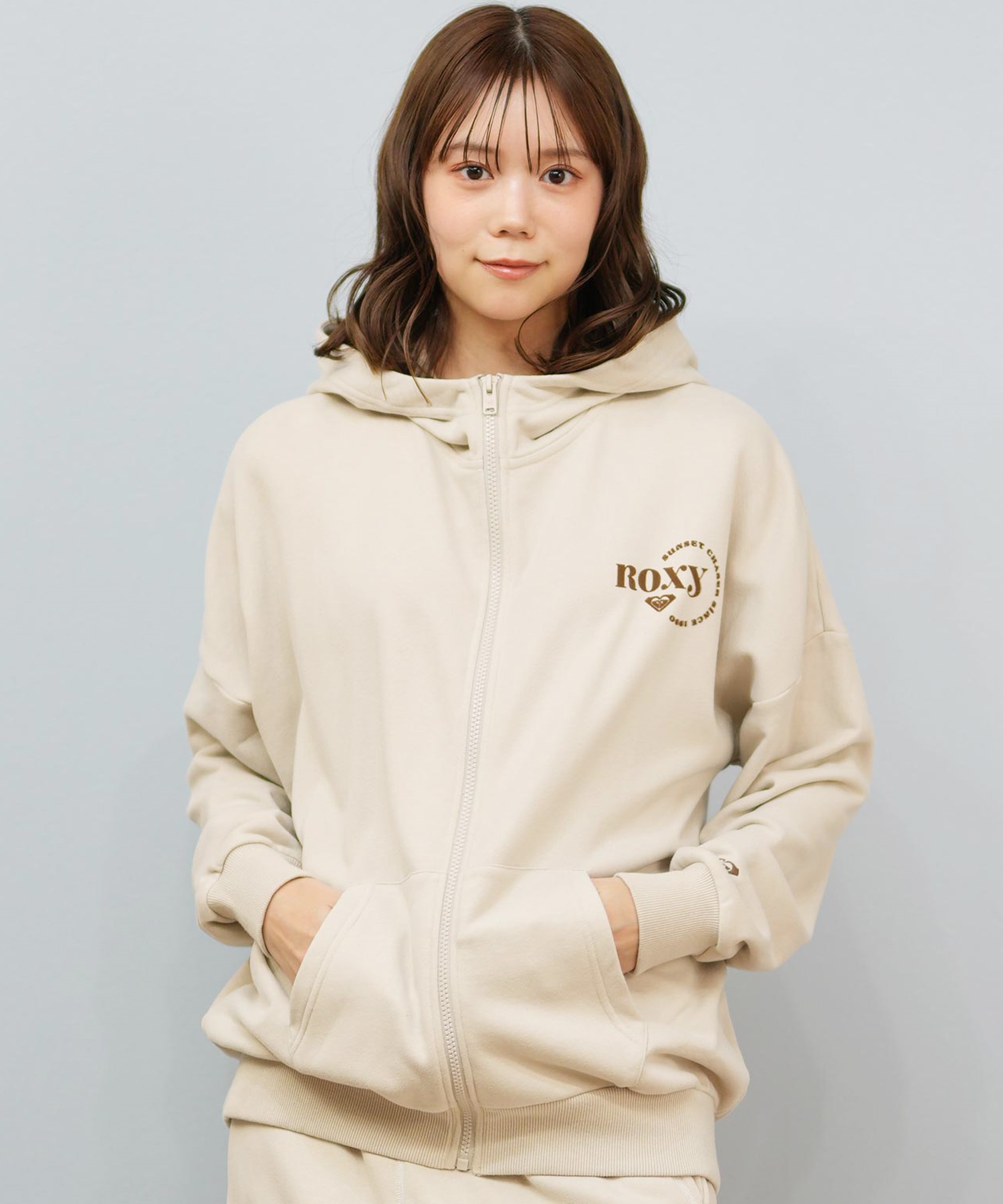 ROXY ロキシー ジップアップ パーカー レディース ロゴ シンプル JIVY ZIP HOODIE RZP254029(NAT-M)
