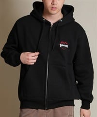 THRASHER スラッシャー ジップアップ パーカー メンズ スウェット フーディー ロゴ ワンポイント 裏起毛 254TH1PK065(BLK-M)