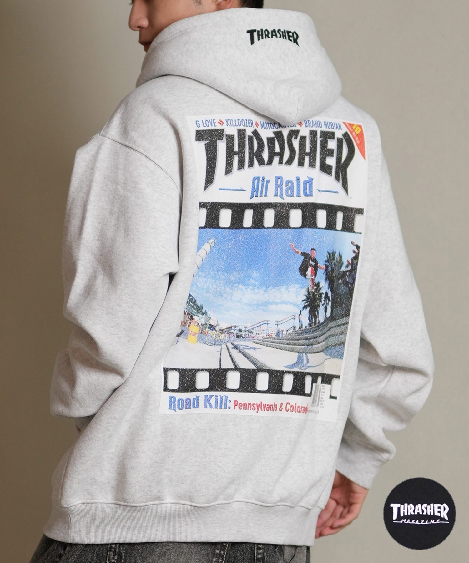 THRASHER スラッシャー プルオーバー パーカー メンズ スウェット フーディー バックプリント 裏起毛 254TH1PK066(WHT-M)