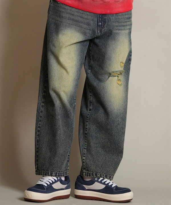 THRASHER スラッシャー ロングパンツ メンズ デニム パンツ Gパン 古着風 ウォッシュ加工 ダメージ加工 ヴィンテージ加工 254TH1LP140