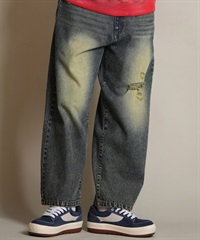 THRASHER スラッシャー ロングパンツ メンズ デニム パンツ Gパン 古着風 ウォッシュ加工 ダメージ加工 ヴィンテージ加工 254TH1LP140(NVY-M)