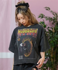 THRASHER スラッシャー 半袖 Tシャツ レディース コミックプリント クロップド丈 252TH2ST026(BLK-2-FREE)